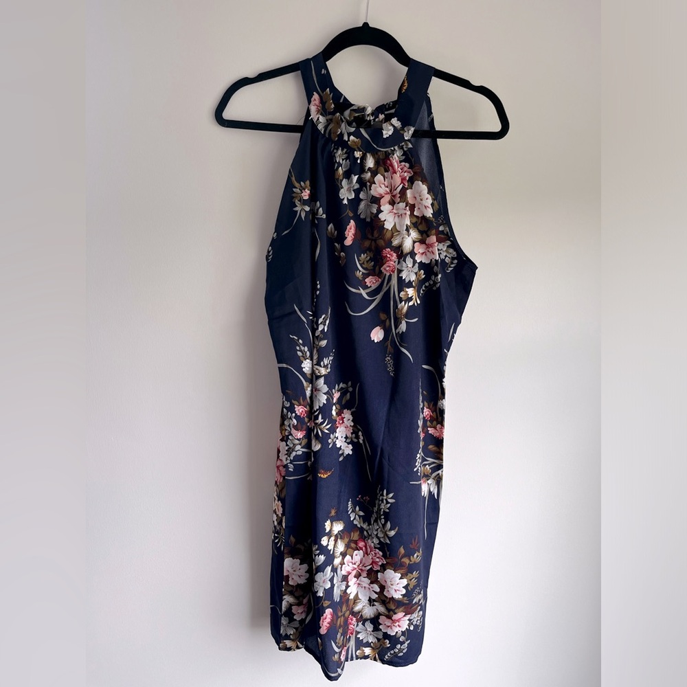 Navy, floral lightweight dress. Size medium.